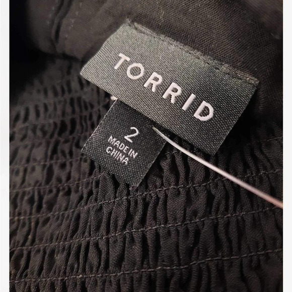 Torrid Black Midi Challis Smocked Dress Size 2 - Picture 12 of 12